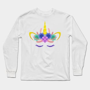 Unicorn head with flowers Long Sleeve T-Shirt